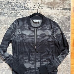 Athleta Bombastic Charcoal and Black Zip Bomber Jacket